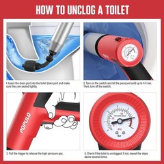 Electric Toilet Plunger, Air Power High Pressure Drain Clog Remover – Heavy Duty