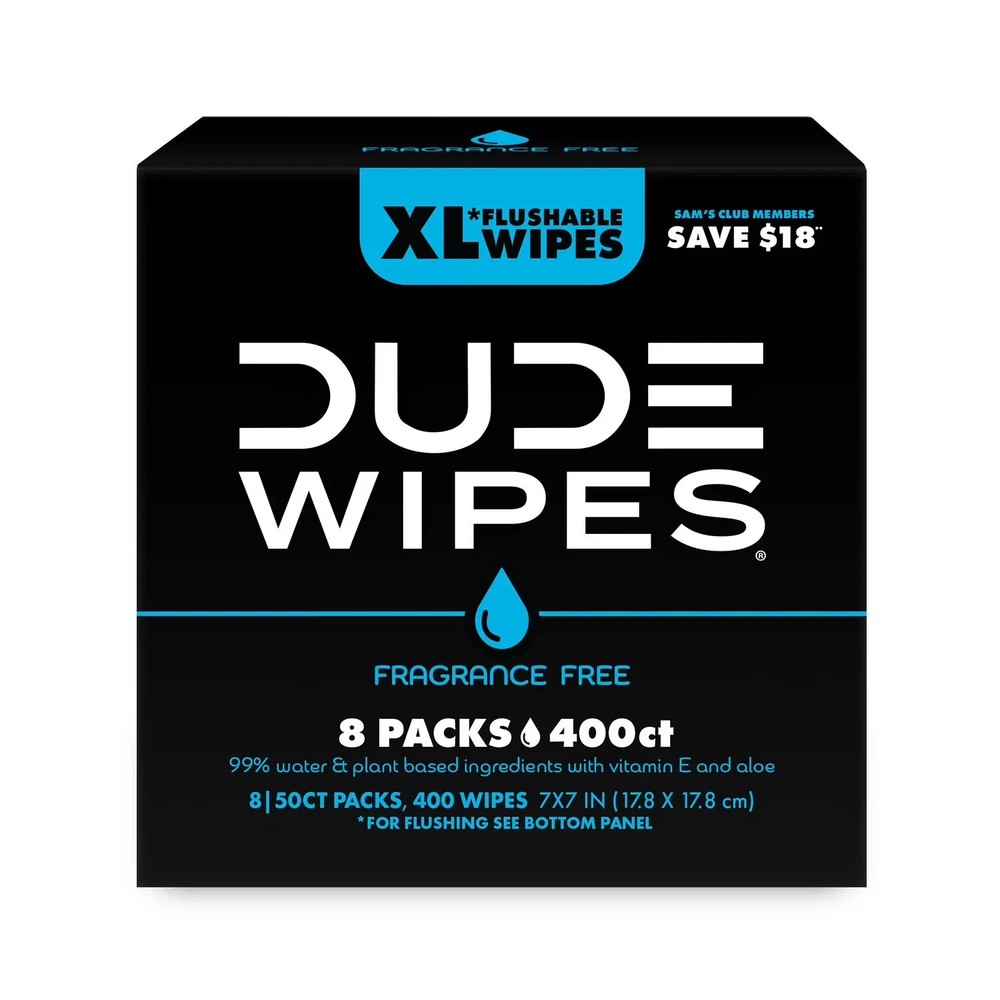 DUDE WIPES XL Flushable Wipes Fragrance Free 8 ct 400 wipes Free Shiping