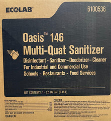 Ecolab 6100536 Oasis 146 Multi-Quat Sanitizer Disinfectant Sanitizer 2.5 Gallons