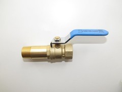 Full-Port Water Heater Drain 4.5 x 6.5 x 1.3 inches, Brass / Blue Handle