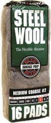 Homax 106605 Steel Wool Pad, #2 Grit, Medium, Gray, 16 Pads per Pack
