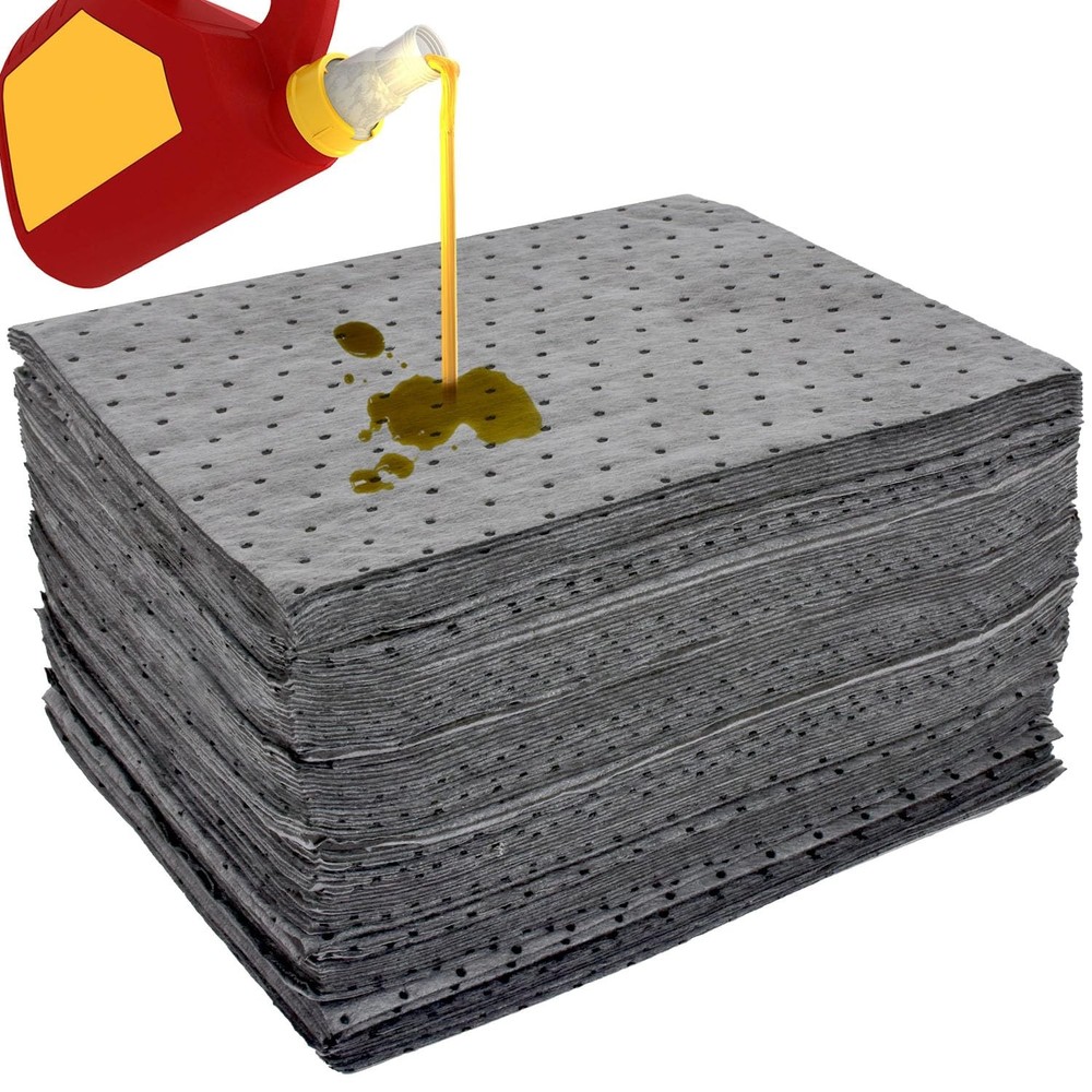 100 PCS Oil Absorbent Pads Weight Dimpled Oil Absorbing Sheets Garage Accesso…