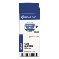 First Aid Only FAE4007 0.9g Gel Hand Sanitizer Packets, Clean Scent, 10 Ct. Box
