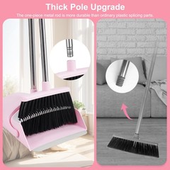 Broom and Dustpan Set, with Combo Set for Home 54-in Long Pink
