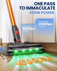 Zynet S8 Cordless Vacuum Cleaner 500W/45Kpa/40Mins Lightweight Stick Vacuum For