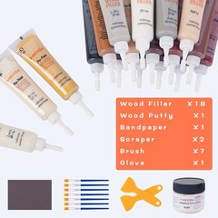 Wood Scratch Repair Kit – 18 Color Fillers Paste 31 Piece Set, Walnut