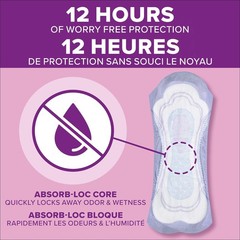 Poise Incontinence Pads, Maximum Absorbency, Long, 12 ct White