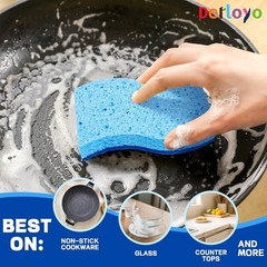 12 Count Non-Scratch Dish Sponges Kitchen, Long Lasting Cleaning Sponges for