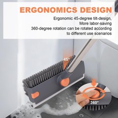 Floor Scrub Brush with 64″ Long Handle – 360° Swivel Heads Household Push B