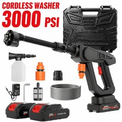 Cordless Pressure Washer, 2 Batteries, 6-in-1 Nozzle, 2 Spray Wands, Tool Case