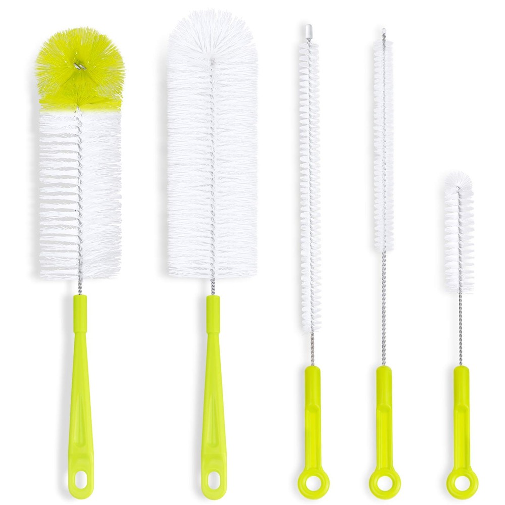 Bottle Cleaning Brush Set – Long Handle Cleaner for 5 Piece Set, Green