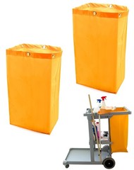 QWORK Janitorial Cart Bag, 24 Gallon Waterproof Large Capacity 2 pcs, Yellow