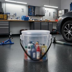 Car Wash Pail Transparent Cleaning Supplies Round Shape