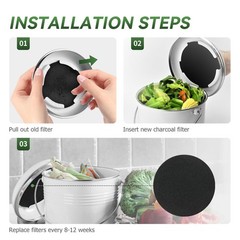 Charcoal Filters for Compost Bucket, 12 Pack 6.7 inch, Black 12-Pack