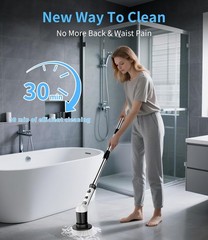 Black Electric Spin Scrubber 3 Speed Adjustable Extension Handle