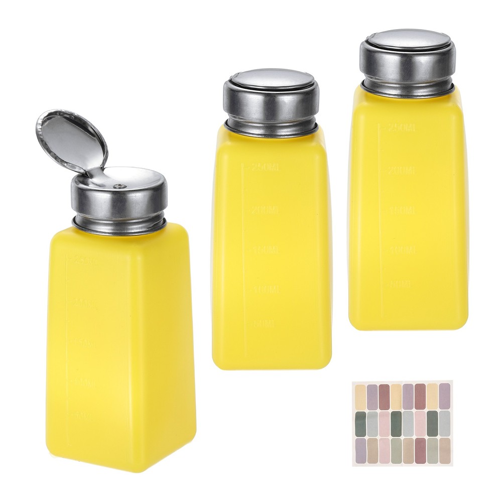 3Pcs 250ml/8.4oz Solvent Alcohol Dispenser for Acetone Cleanser, Yellow