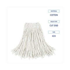 Boardwalk 2024CCT #24 Cut-End Cotton Wet Mop Head – White (12/CT) New