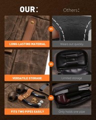BS-VOG Waxed Canvas Tobacco Pouch for 2 Pipes, Smoking Small, Brown