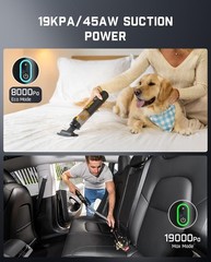 4-in-1 Portable Mini Cordless Vacuum Cleaner, 19,000Pa Powerful Suction (Black)
