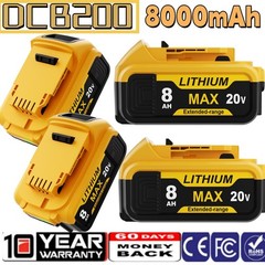 For DeWalt 20 Volt Max XR 8000mAh Lithium-Ion Battery DCB200-2 DCB201 4Pack
