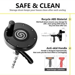 Drainsoon Auger 25 Foot Plumbing Snake Drain Auger Sink Auger Hair Clog Remover