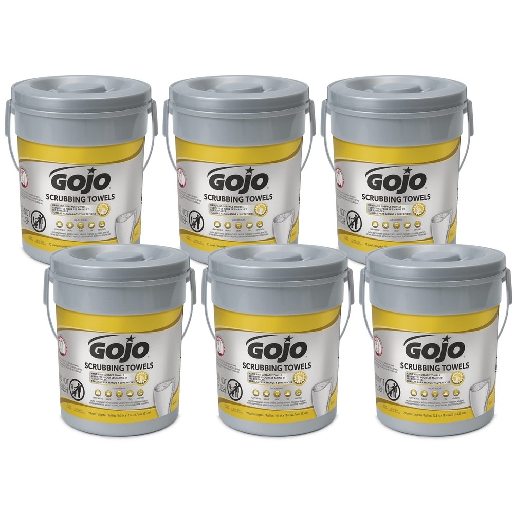 GOJO Hand and Surface Scrubbing Towels, Fresh 72 Count (Pack of 6), White