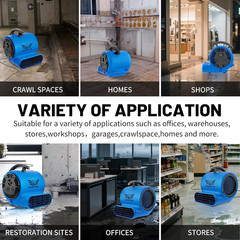 Heavy-Duty Air Mover Blower Fan – 1/2HP 2500CFM, 3 Speeds, 15FT Cord