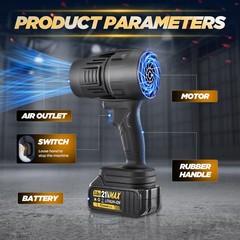 2025 Upgraded Portable Dust Cleaner,Compressed Air Duster Black 2 Battery