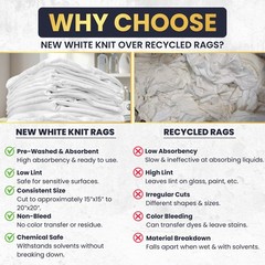White Knit T-Shirt 100% Cotton Cleaning Rags 10 lbs. Bag – Multipurpose Cleaning