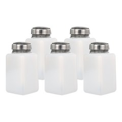 5pcs 6 Oz/180ml Alcohol Push Down Pump Dispenser Bottle Press White