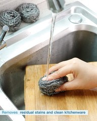 12Pcs Steel Wool Scrubber Pads for Cleaning Dishes, Pans, 20G, Silver