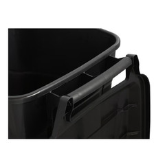Tough 45 Gallon Wheeled Heavy Duty Plastic Garbage Can, Attached Lid, Black