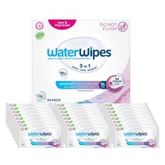 WaterWipes Sensitive Whole Body Cleansing Wipes, 30 Count (Pack of 24), white