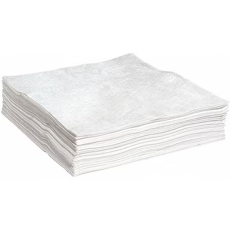 Spilltech Wpkb50h Sorbent Pad, 45 Gal, 30 In X 30 In, Oil, White, Polypropylene