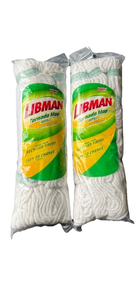 LIBMAN Tornado Mop Refill Lot of 2 White Twist String Mop Head Pack Sealed NEW