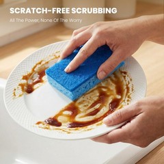 Metflavor Kitchen Sponges 12 Count Non-Scratch Scrub Sponge Dual Sided Cleaning