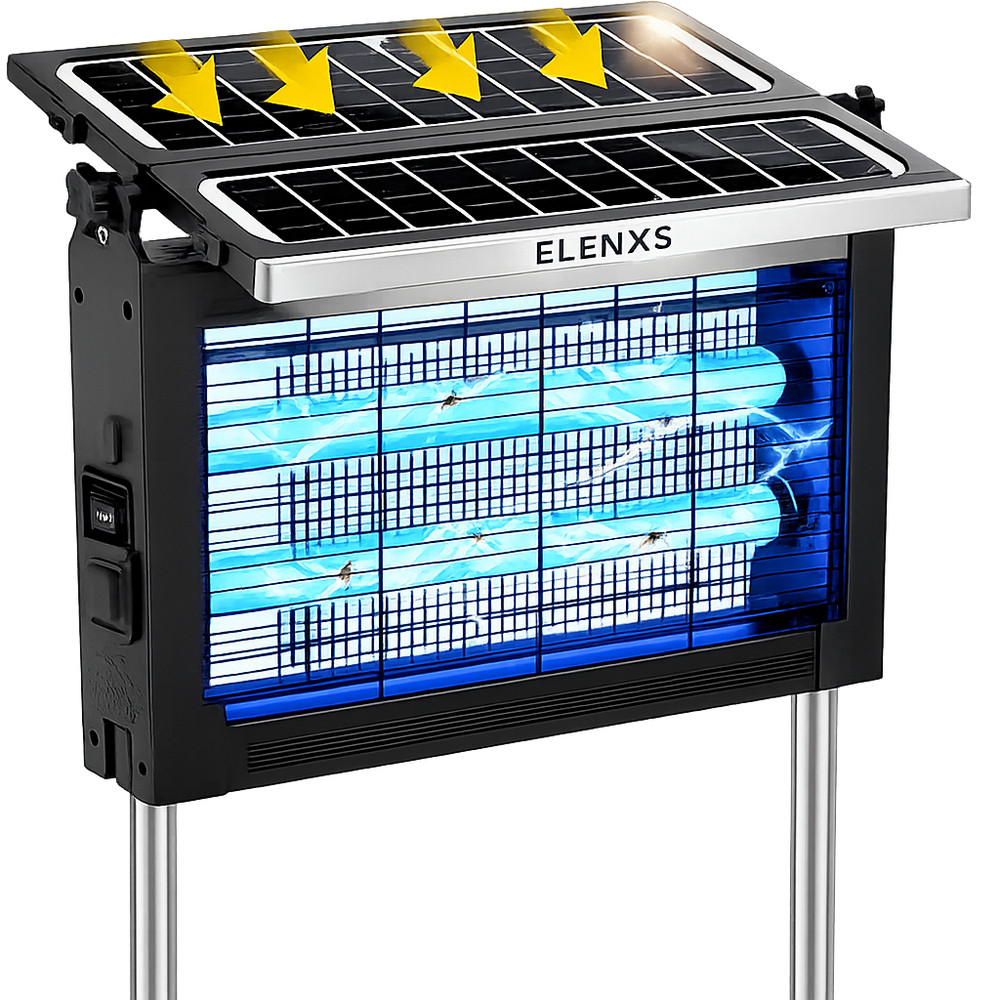 Solar Bug Zapper Outdoor Mosquito Zapper 4500V Rechargeable Waterproof Fly Trap