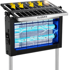 Solar Bug Zapper Outdoor Mosquito Zapper 4500V Rechargeable Waterproof Fly Trap