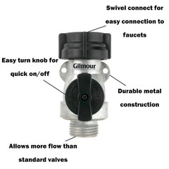 Gilmour Garden Hose Shut Off Valve, Durable Metal Full Flow No Size, color