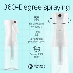 BeautifyBeauties Spray Bottle For Hair – Continuous Mister 10.1 Ounces, Clear