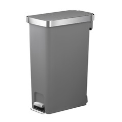 10.5 Gallon Kitchen Step Trash Can, Plastic Slim Kitchen Step Trash Can, Gray