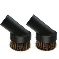 2 Pcs Black Round Dust Brush 25mm Horse Hair for 1.25 inches,