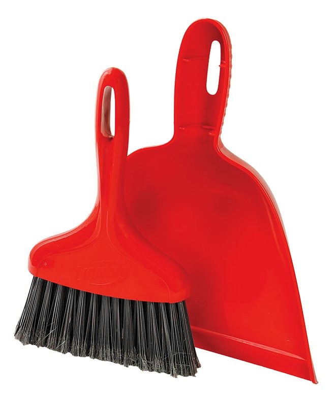 Libman Commercial 906 Dust Pan With Whisk Broom – Red – Lot of 6