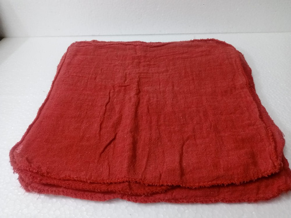 100 INDUSTRIAL SHOP RAGS/CLEANING TOWELS RED 14X14 WITH 25 FREE COTTON/ WASHABLE