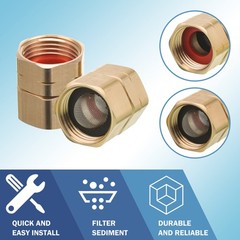 M MINGLE Garden Hose Adapter, Female to Female, 3/4 Inch 0.75 Inches, Brass