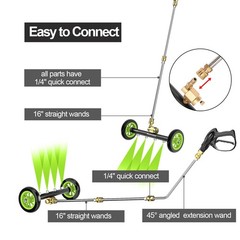 Heliwoo Undercarriage Pressure Washer Attachment 16 Inch Power 16 Inch, Green
