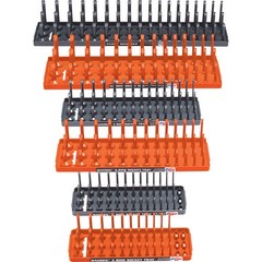 6 Piece Socket Tray Set – 3 Row – 1/4″, 3/8″, 1/2″ – Grey (Metric) Orange (SAE)