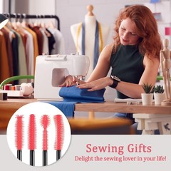 Sewing Machine Cleaning Brushes – 20 PCS Reusable Silicone Dense Rose Red