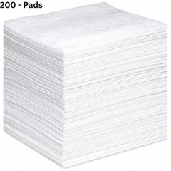 200 Oil Spill Absorbent Pads Contractor Grade Polypropylene 15″ W x 18″ L, White
