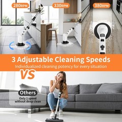 White Cordless Electric Spin Scrubber Bathroom Shower Cleaning Brush